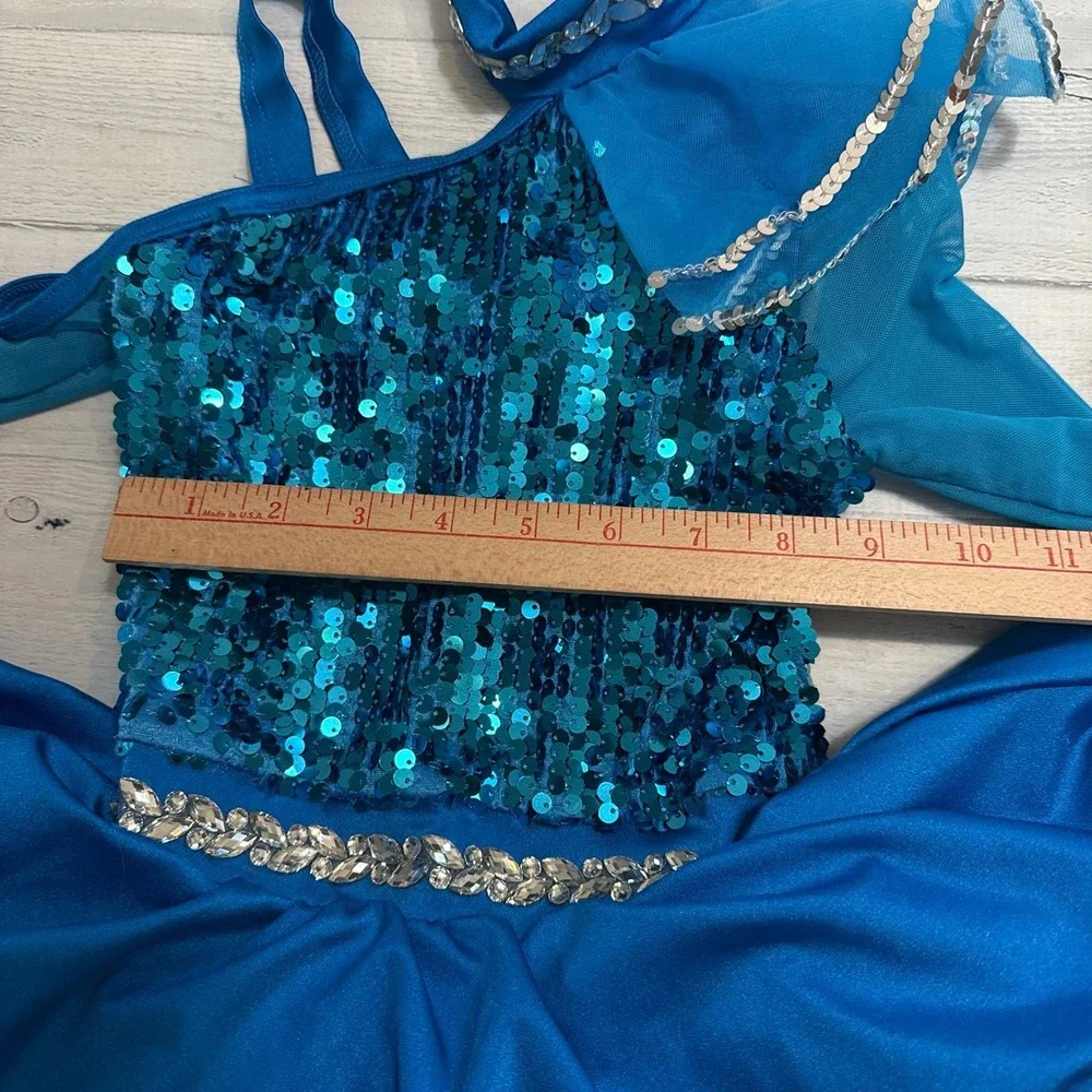 Weismann girls‎ blue tutu sequin leotard child size IC 7/8